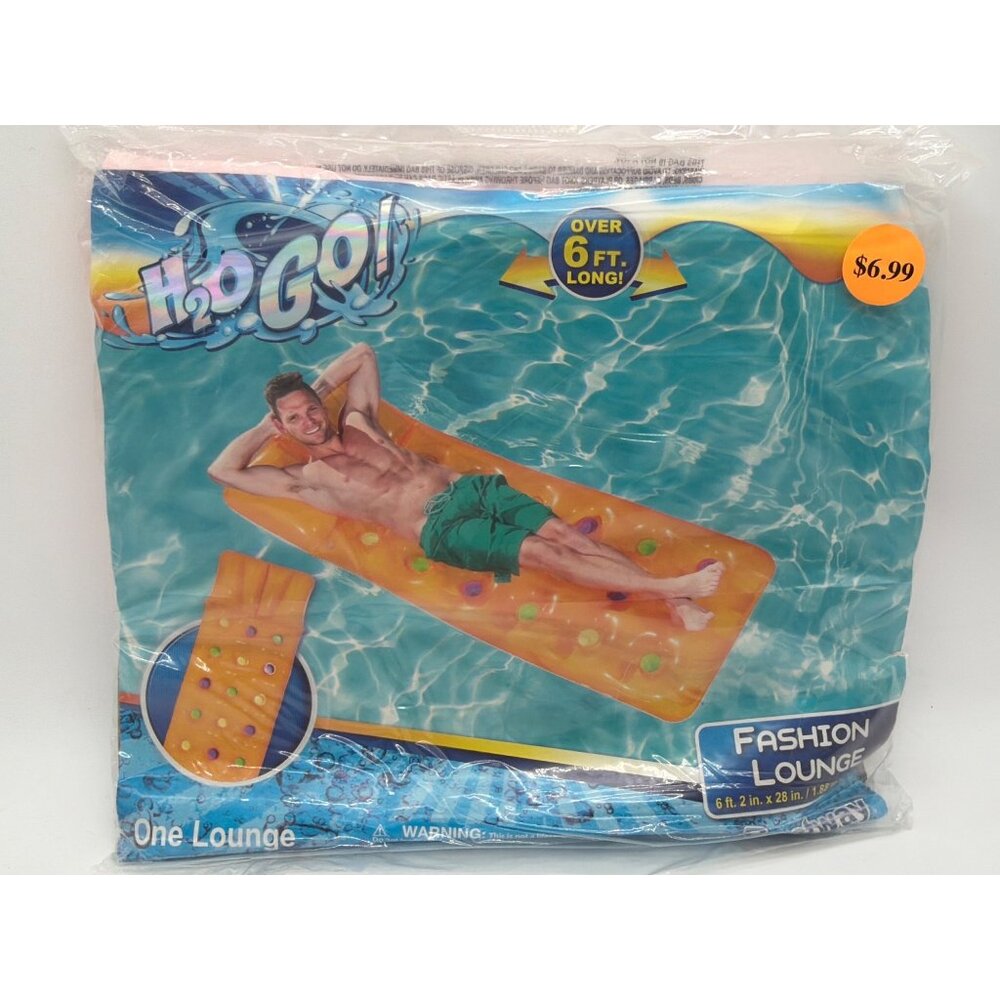 H2O GO! Bestway Fashion Lounge Inflatable Pool Float 6 Ft. 2 In. Orange New In P